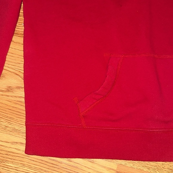 Men’s Hollister Red Drawstring Hoodie with Chest and Sleeve Logo - Picture 5 of 8